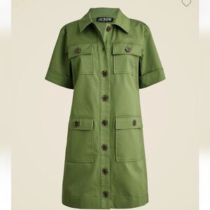 J. Crew 2024 Gamine Shirt Dress In Stretch Twill Army Green Size 0